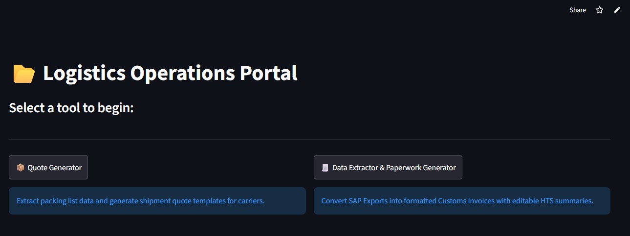 Automated Logistics Documentation Engine — interface screenshot
